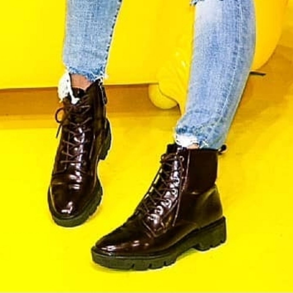 Geox Women's Maroon Combat Boots Size 37